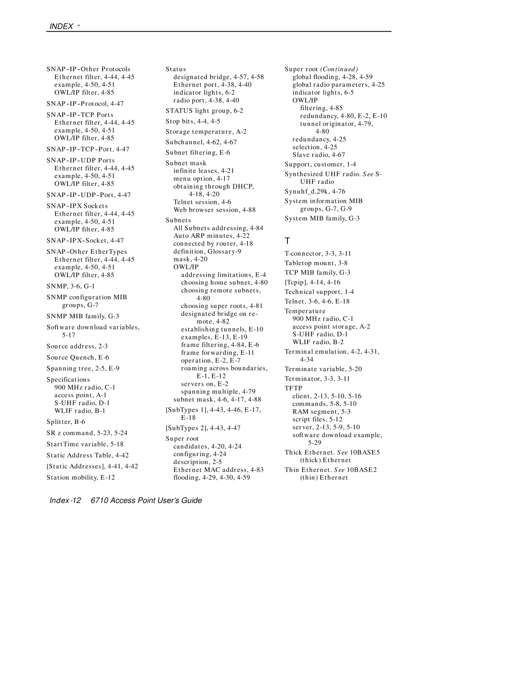 Intermec manual Index-126710 Access Point User’s Guide 