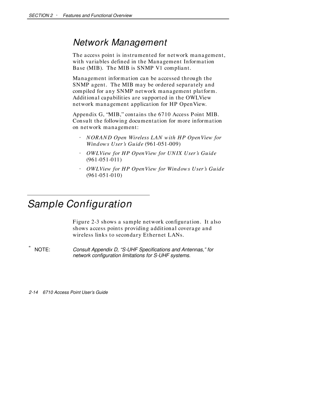 Intermec 6710 manual Sample Configuration, Network Management 