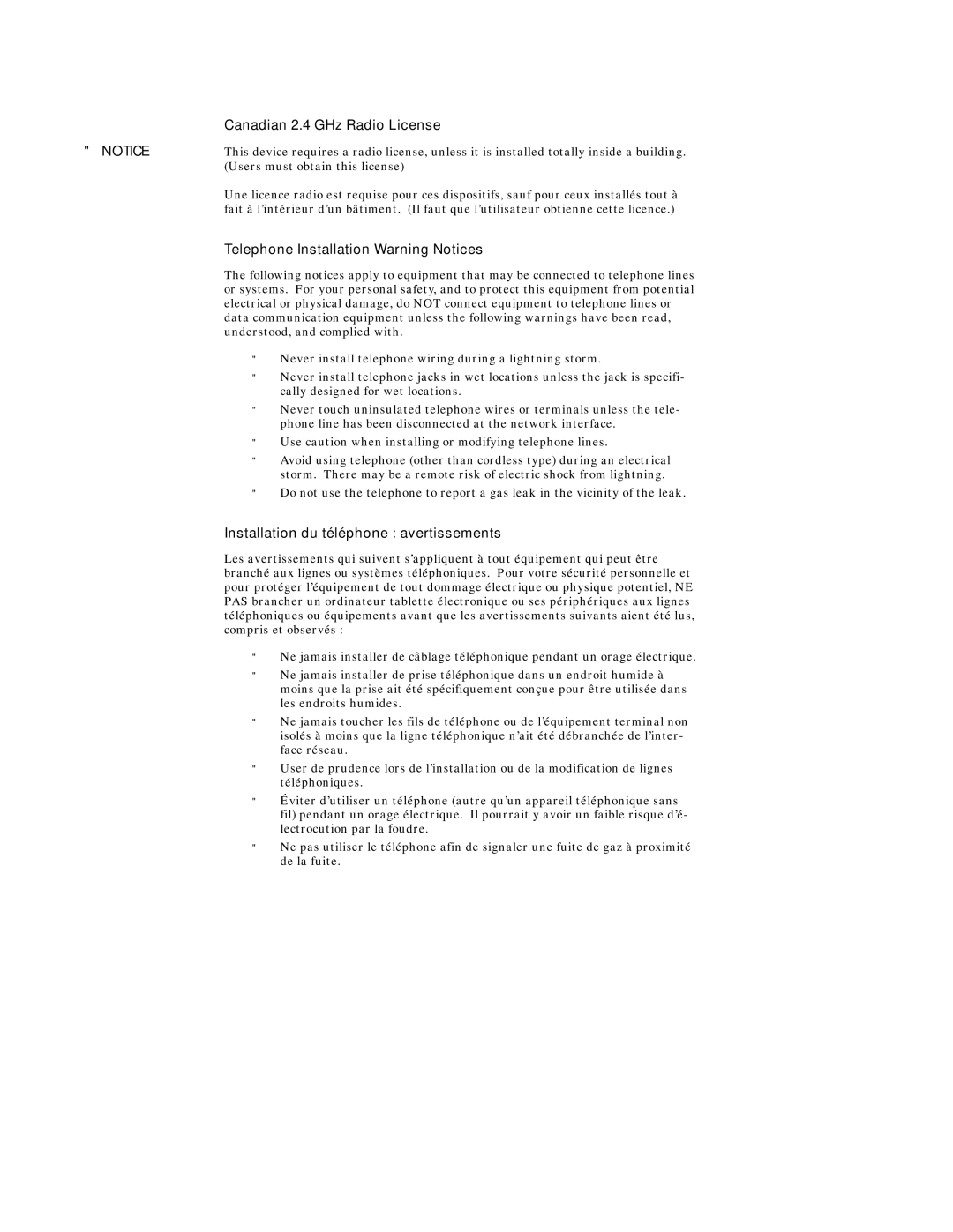 Intermec 6710 manual Canadian 2.4 GHz Radio License 