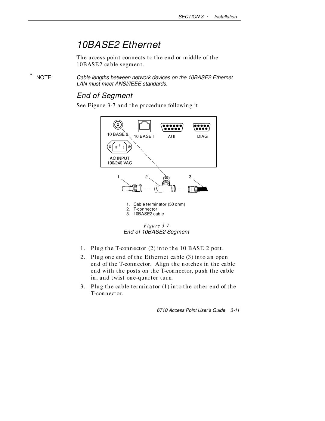 Intermec 6710 manual 10BASE2 Ethernet, End of Segment, See -7 and the procedure following it 