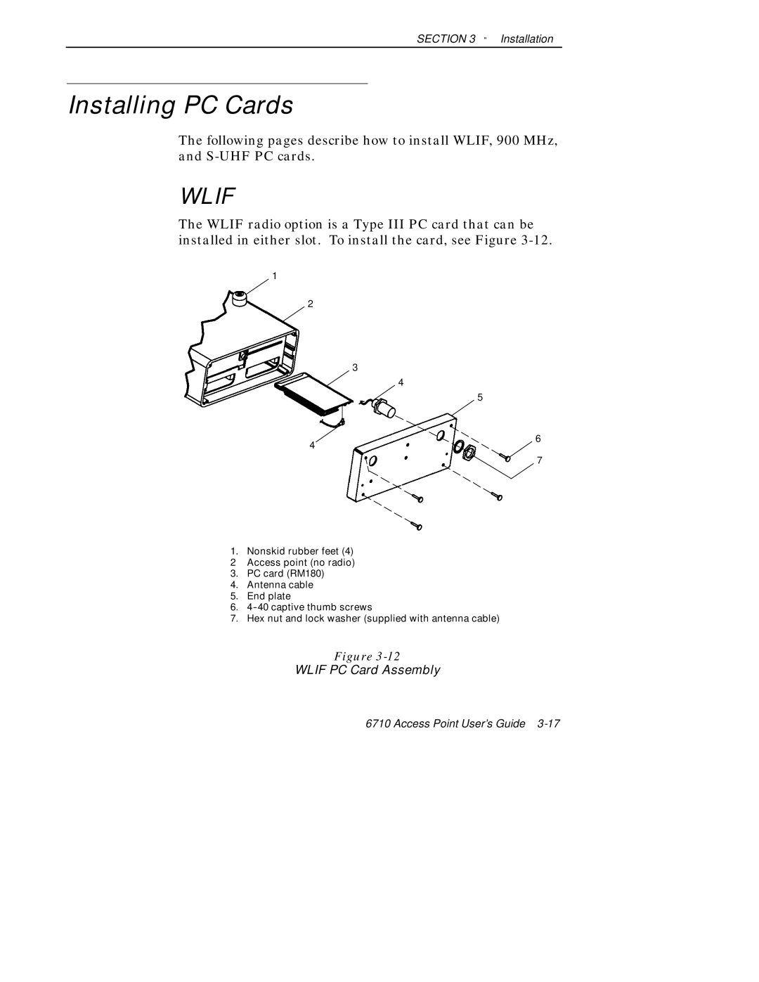 Intermec 6710 manual Installing PC Cards, Wlif 