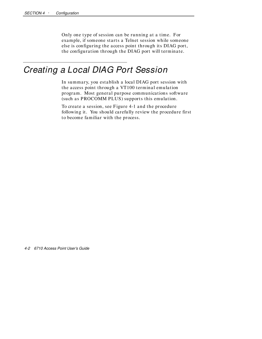 Intermec 6710 manual Creating a Local Diag Port Session 