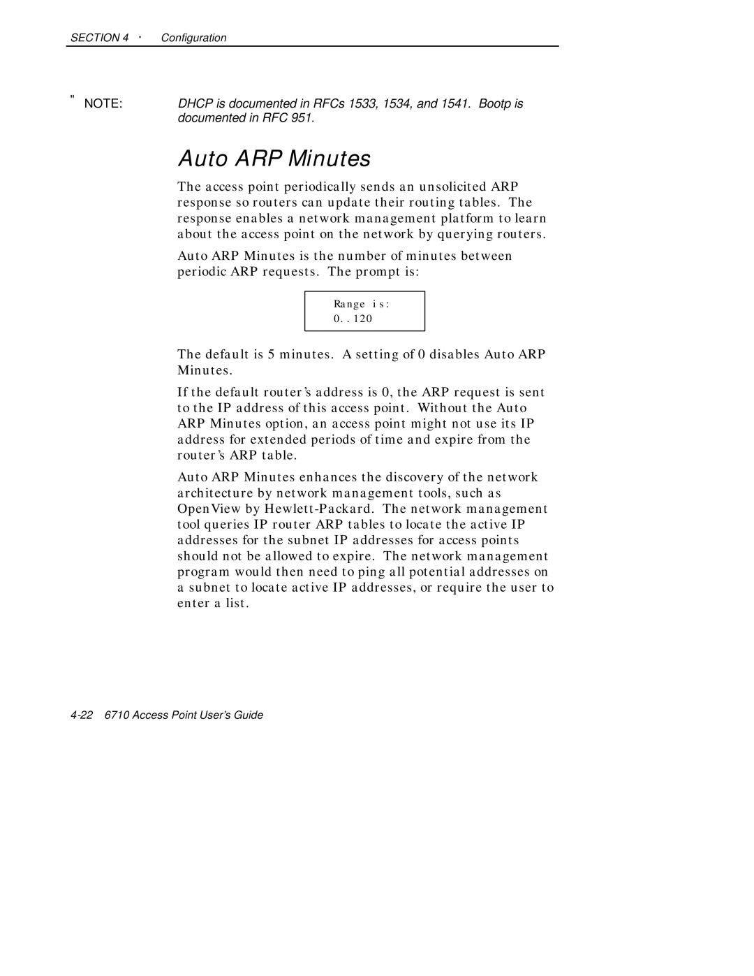 Intermec 6710 manual Auto ARP Minutes 