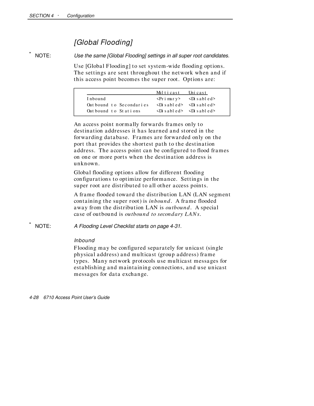 Intermec 6710 manual Global Flooding 