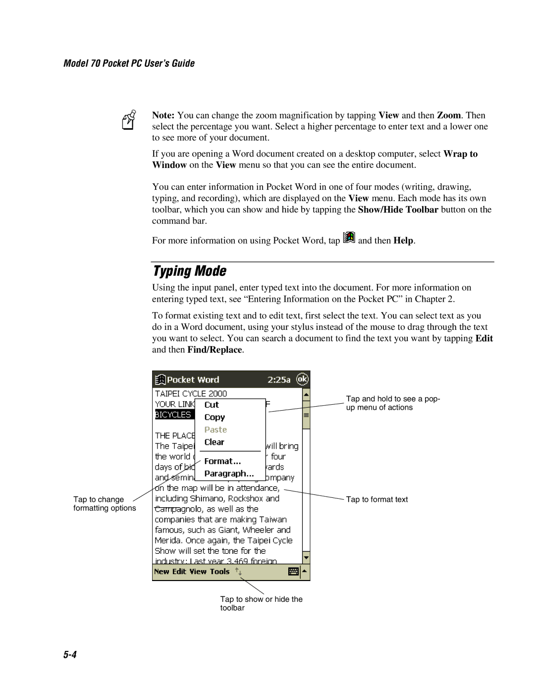 Intermec 70 manual Typing Mode 