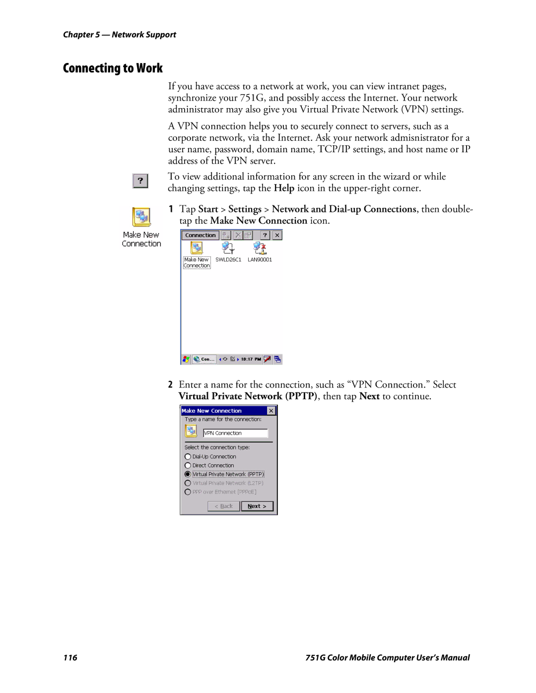 Intermec 751G user manual Connecting to Work 