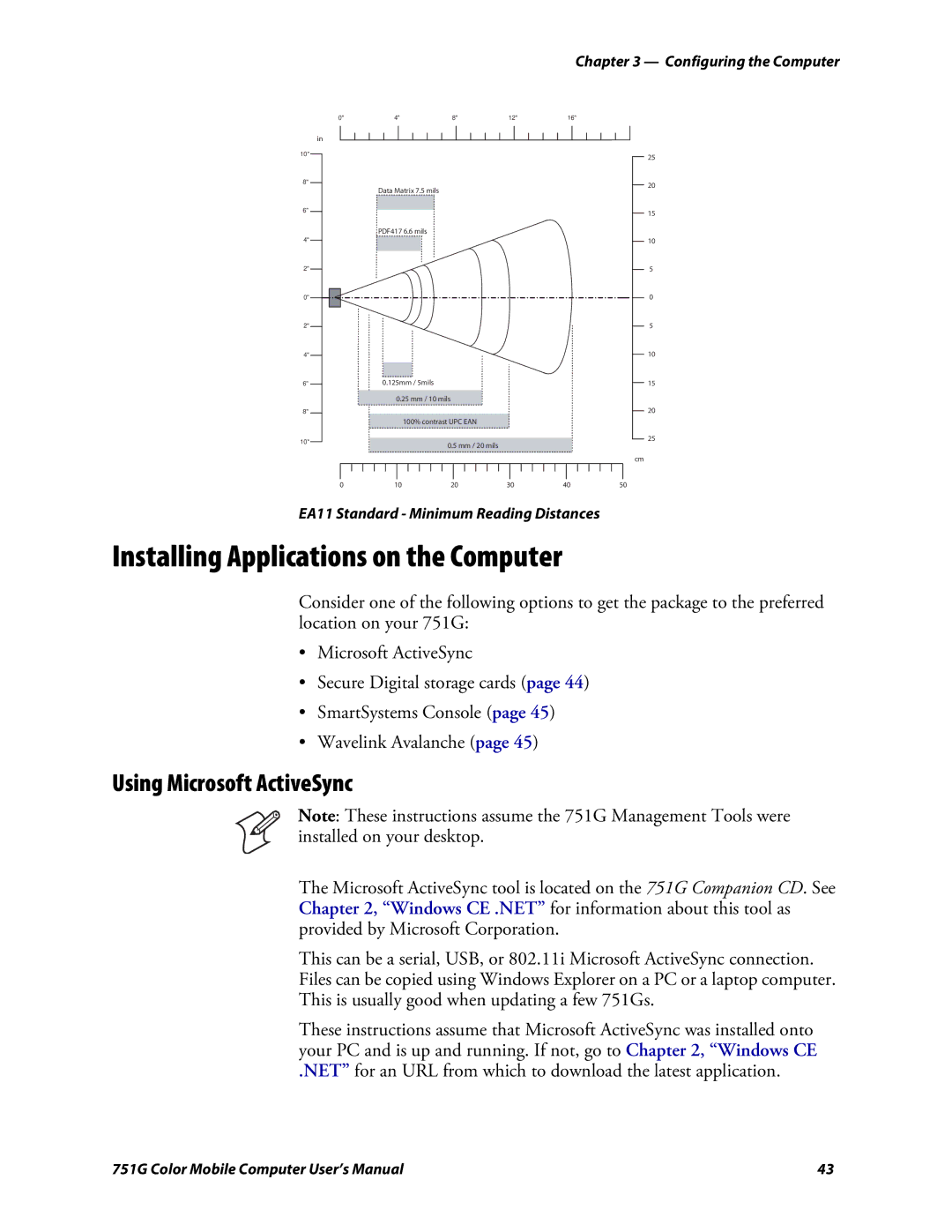 Intermec 751G user manual Installing Applications on the Computer, Using Microsoft ActiveSync 