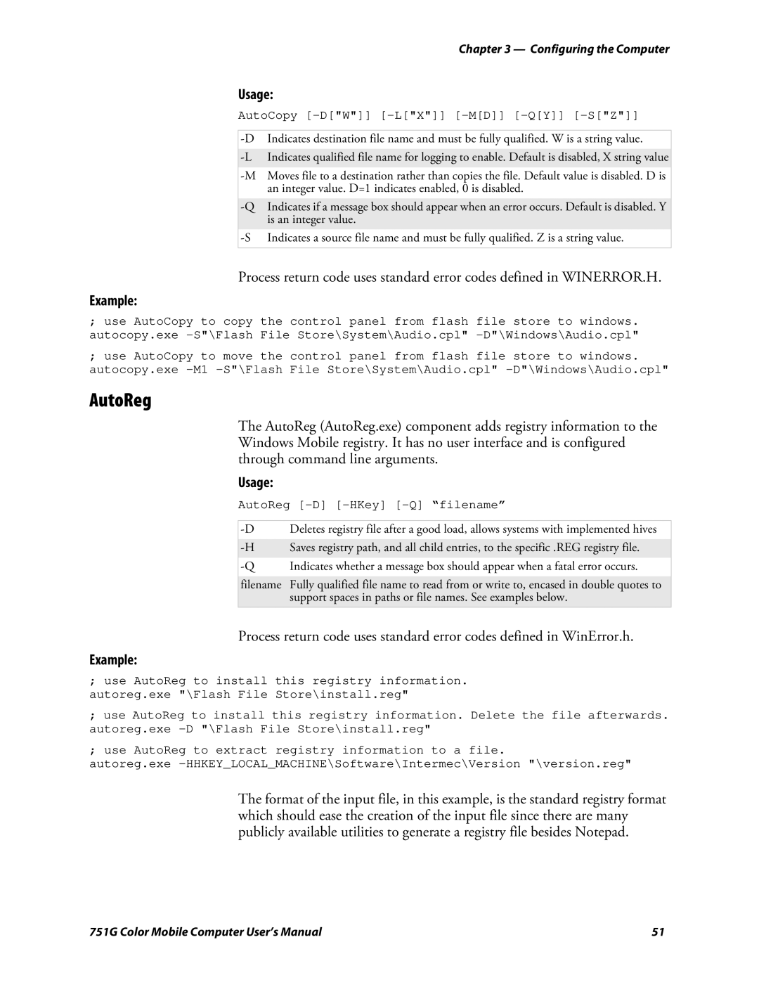 Intermec 751G user manual AutoReg, Example 