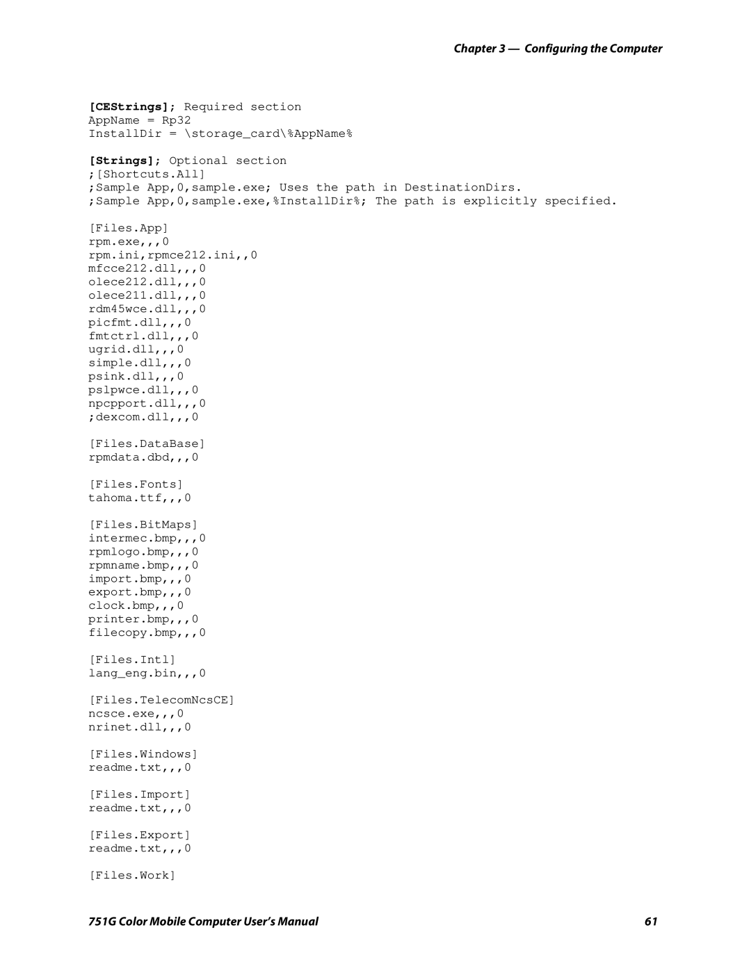 Intermec 751G user manual Configuring the Computer 