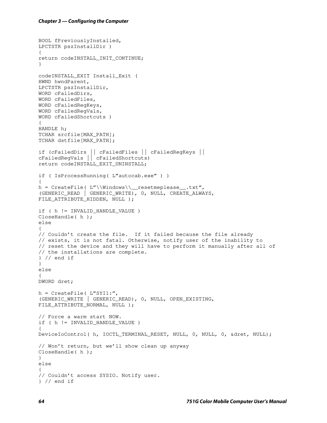 Intermec 751G user manual Configuring the Computer 