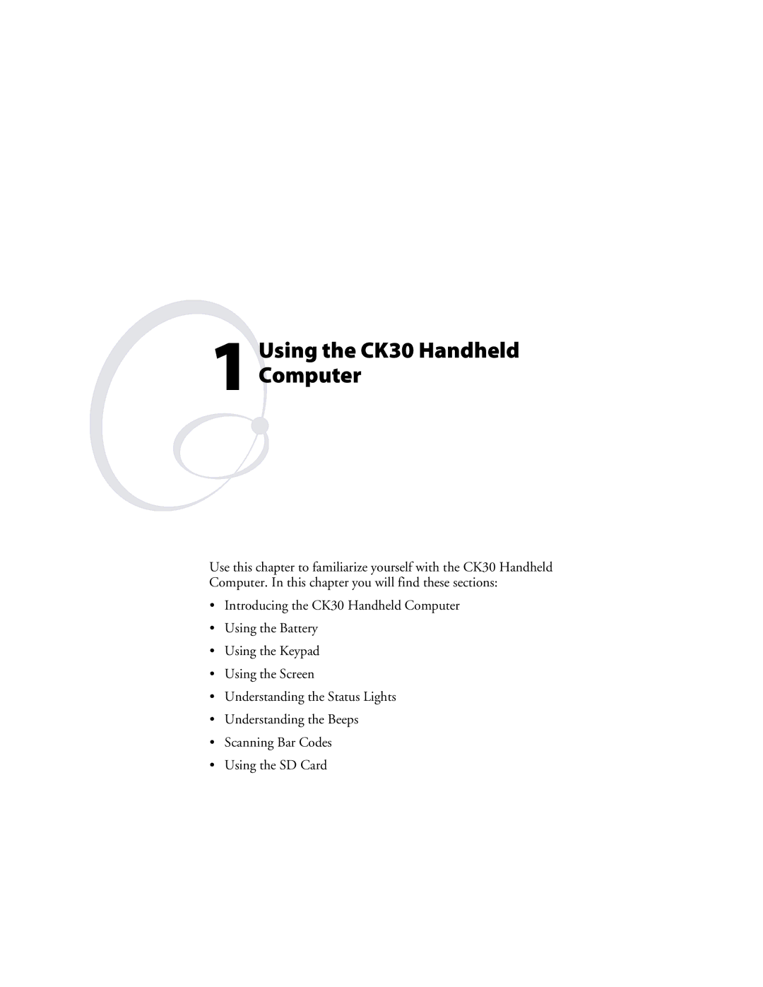 Intermec user manual Using the CK30 Handheld Computer 