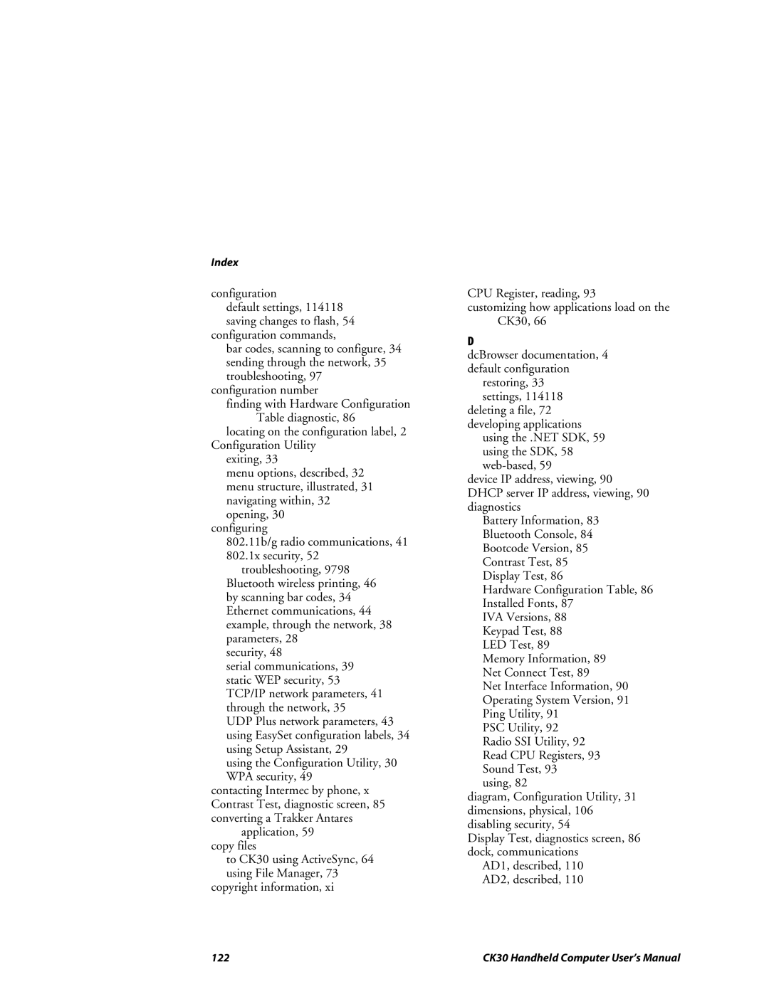 Intermec CK30 user manual Configuration 