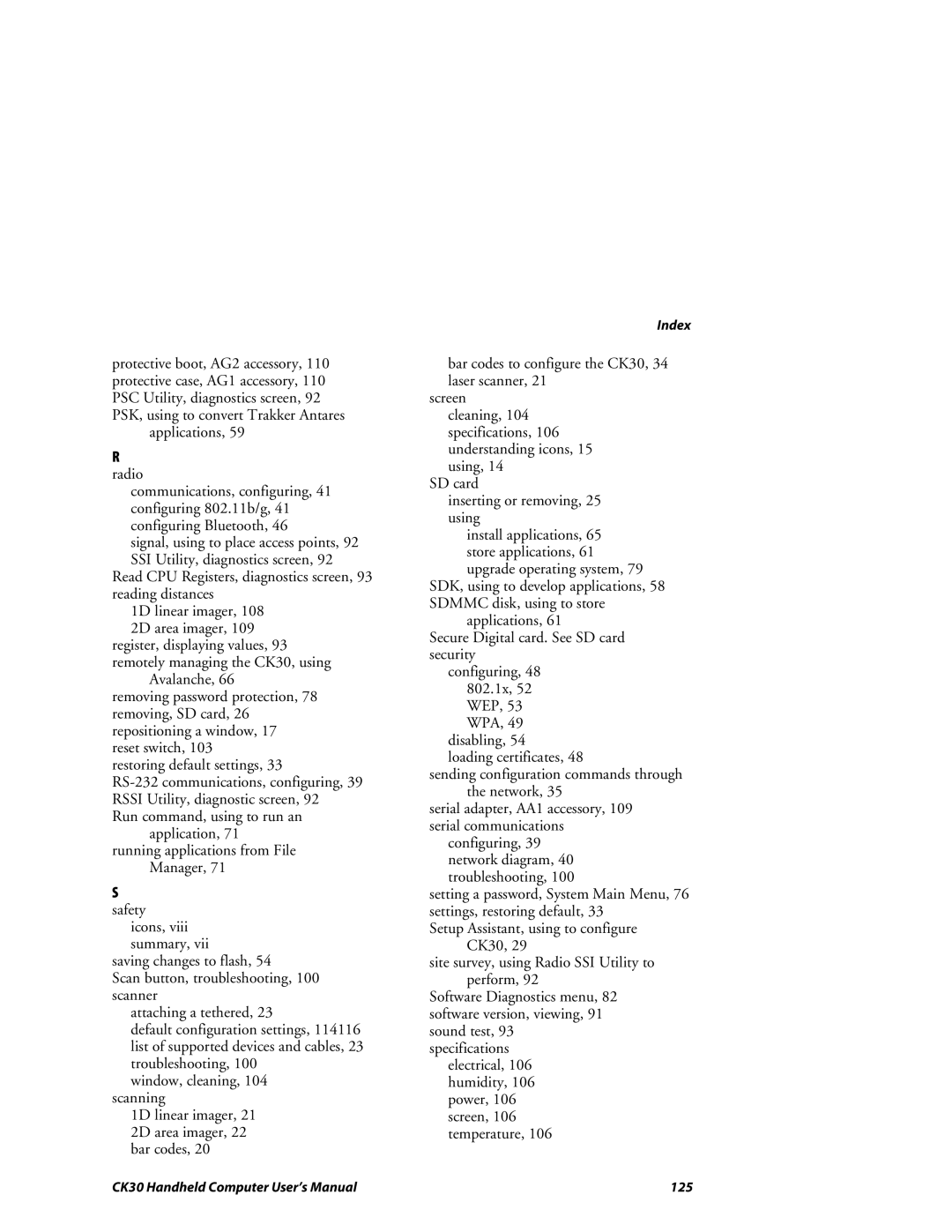 Intermec CK30 user manual Radio 