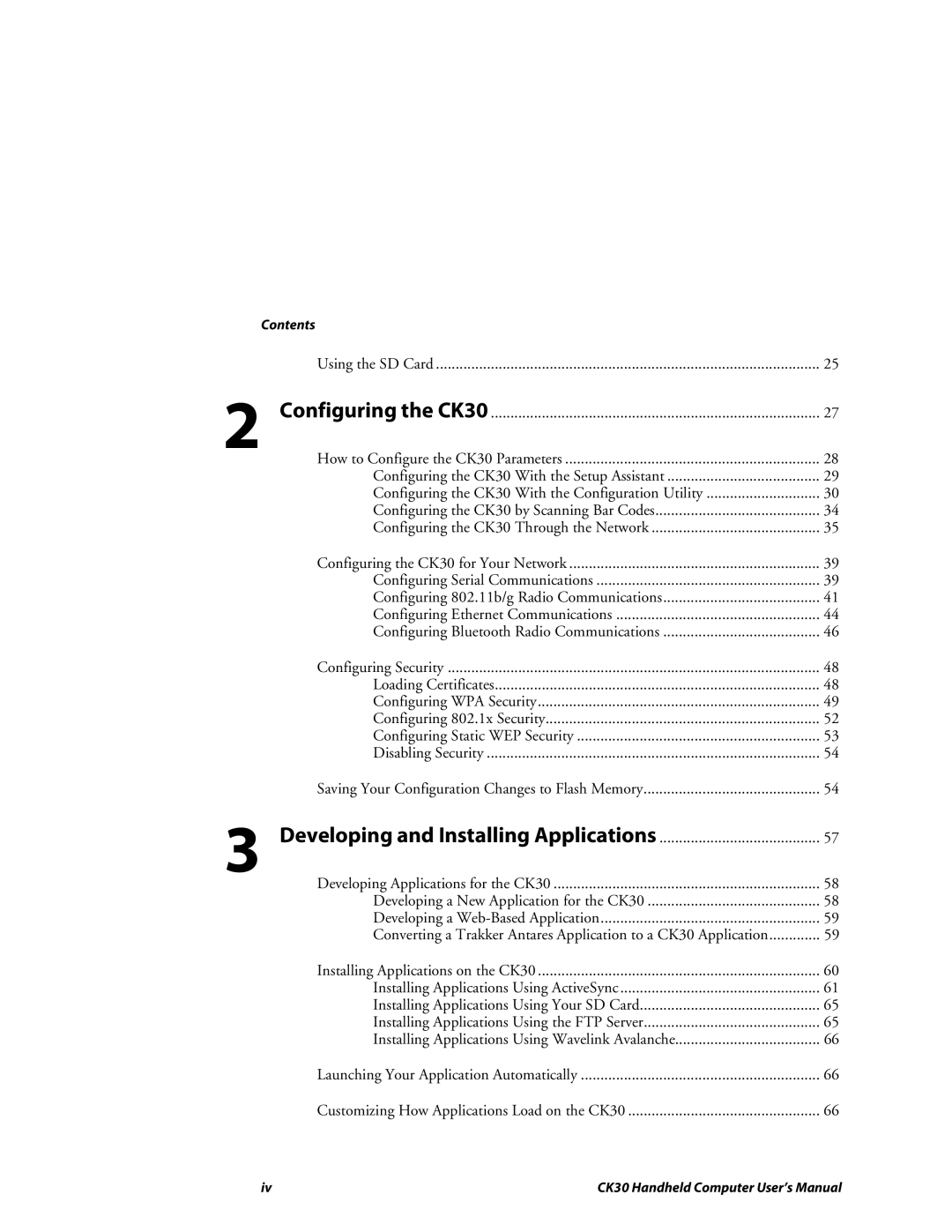 Intermec CK30 user manual Developing and Installing Applications 