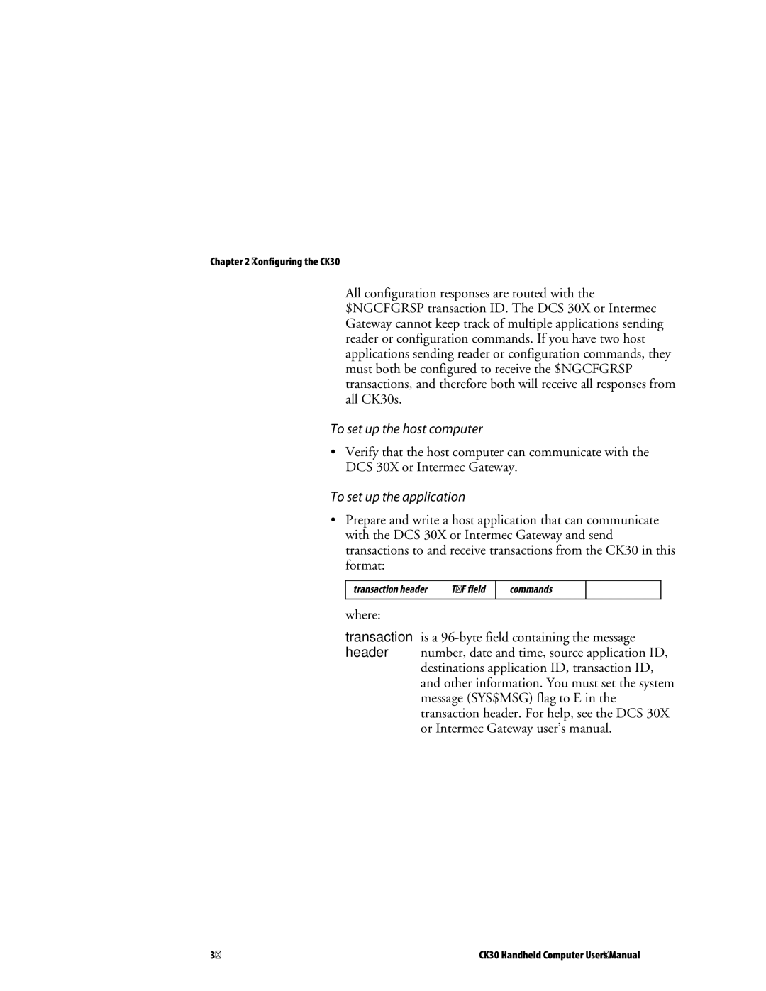 Intermec CK30 user manual To set up the host computer, To set up the application 