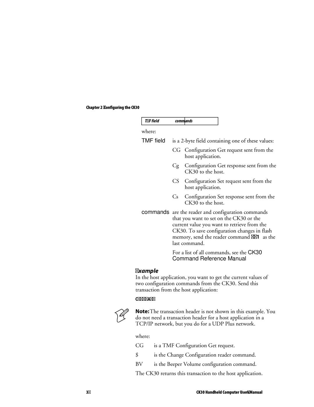 Intermec CK30 user manual Example 