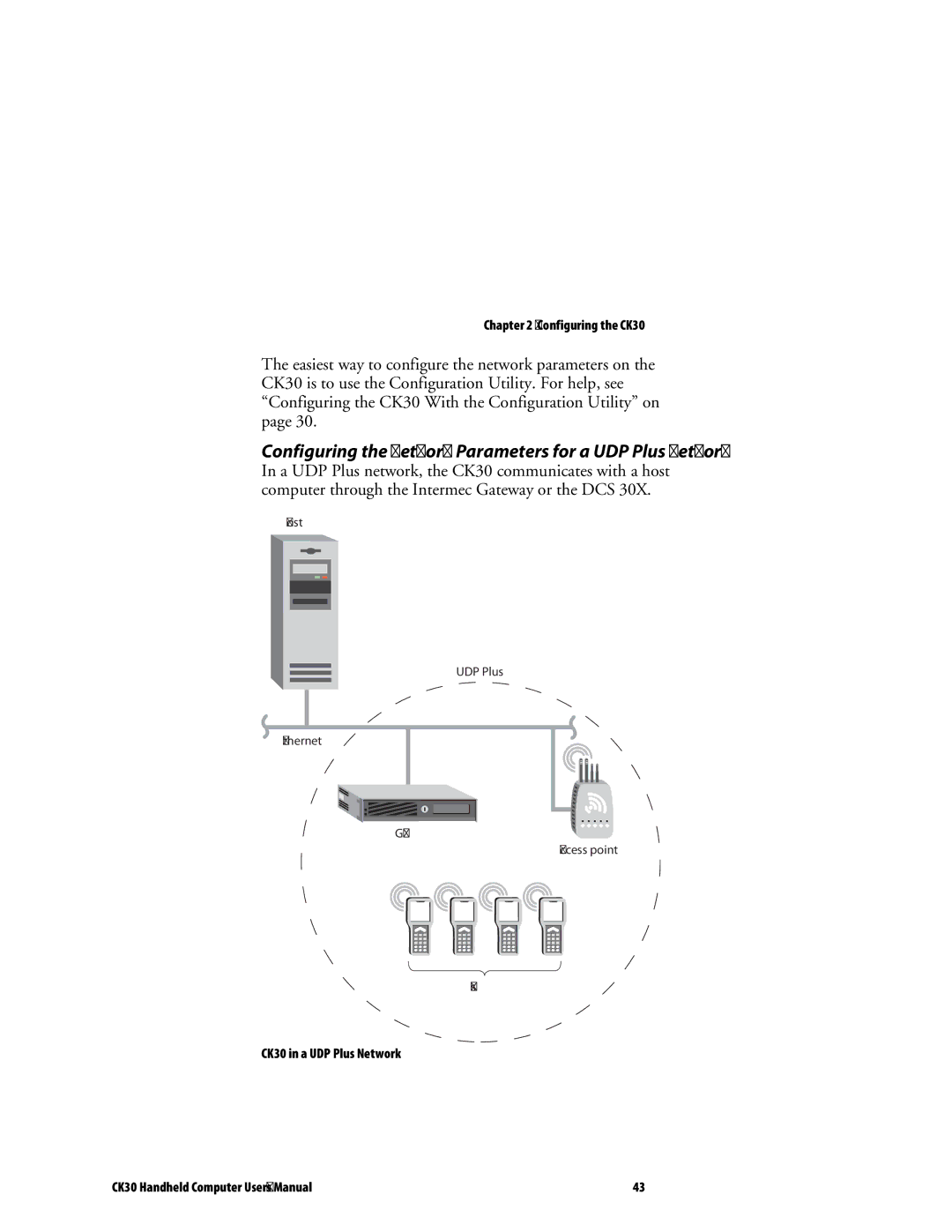 Intermec CK30 user manual Configuring the Network Parameters for a UDP Plus Network 