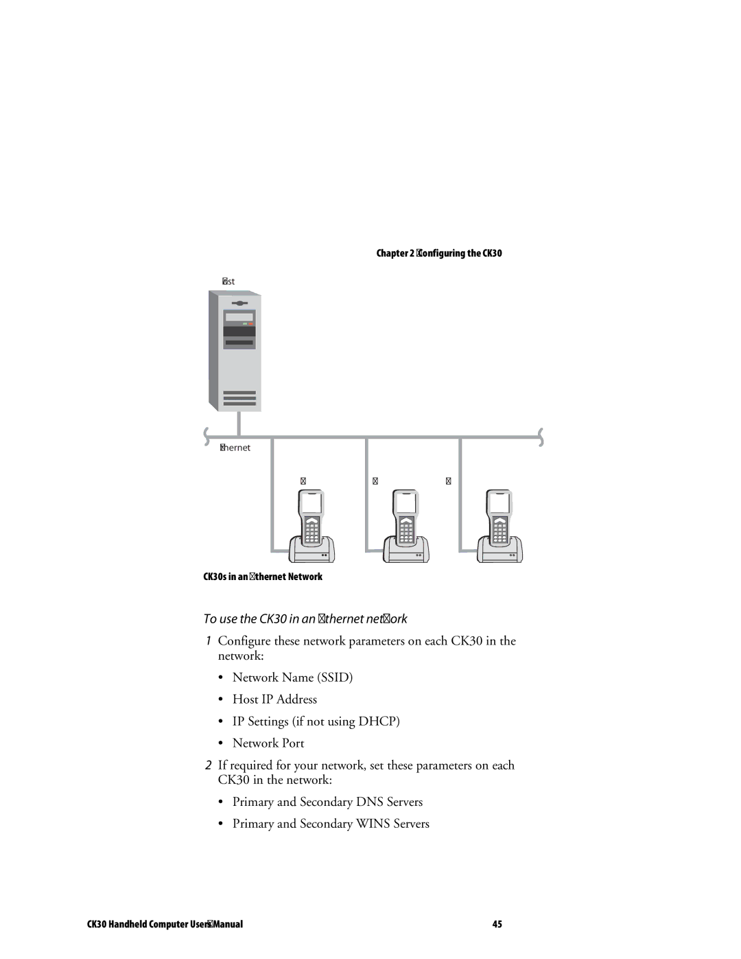 Intermec user manual To use the CK30 in an Ethernet network 