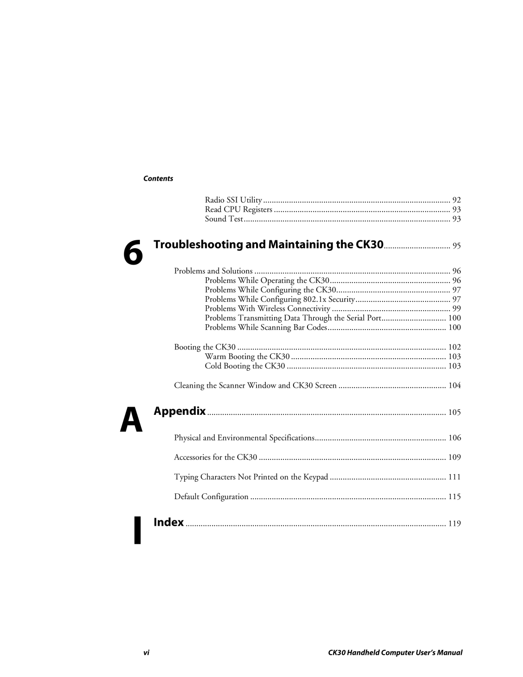 Intermec user manual Troubleshooting and Maintaining the CK30 