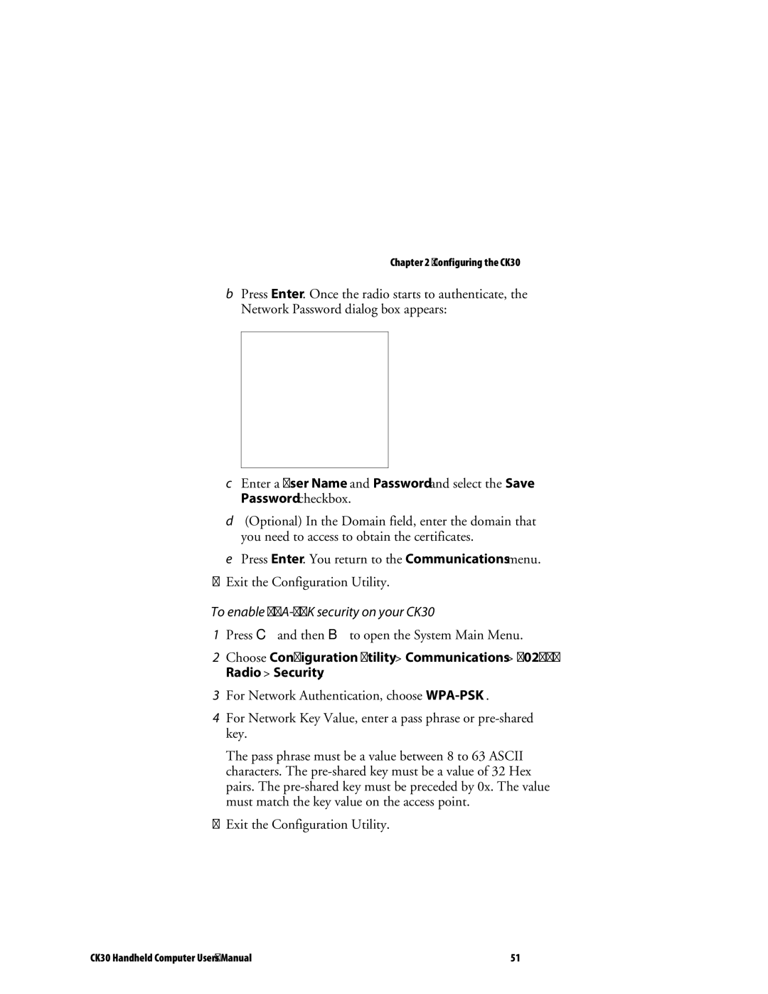 Intermec user manual To enable WPA-PSK security on your CK30 