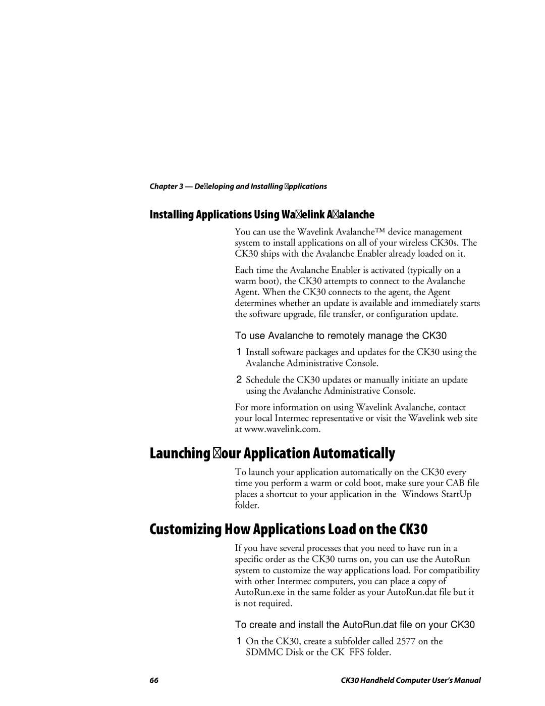 Intermec user manual Launching Your Application Automatically, Customizing How Applications Load on the CK30 