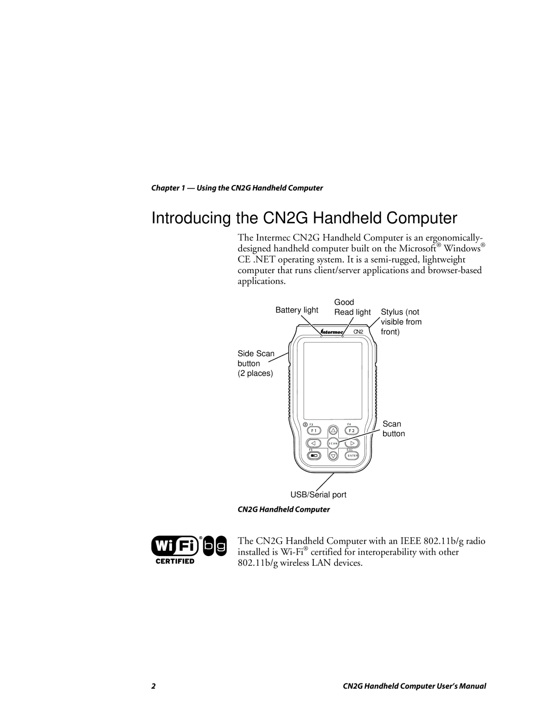 Intermec user manual Introducing the CN2G Handheld Computer 