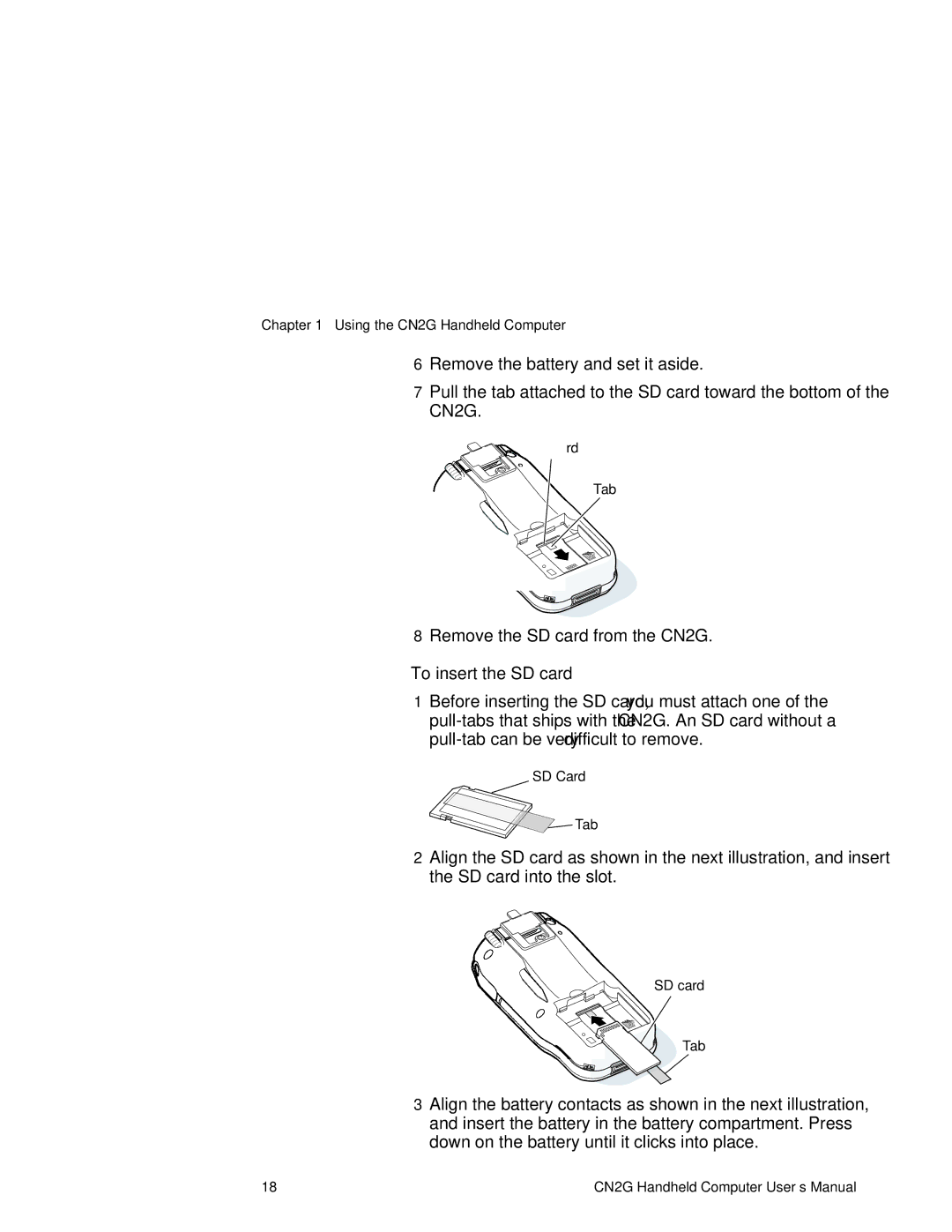 Intermec CN2G user manual To insert the SD card 