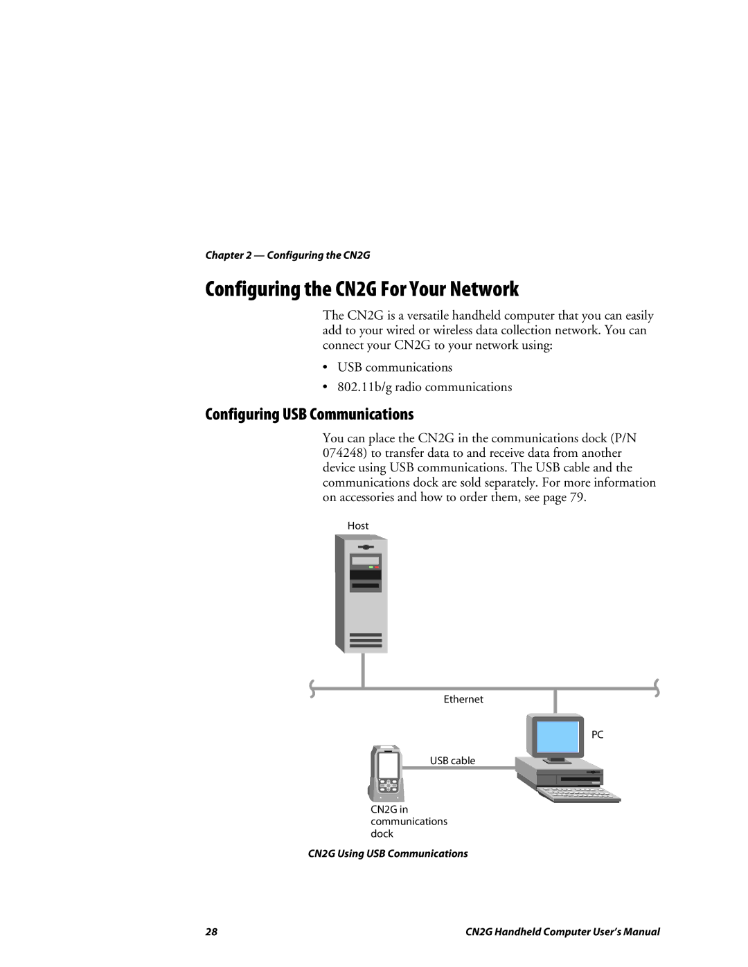 Intermec user manual Configuring the CN2G For Your Network, Configuring USB Communications 