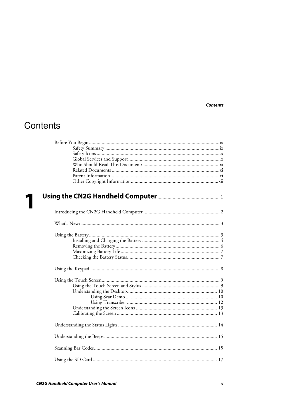 Intermec CN2G user manual Contents 