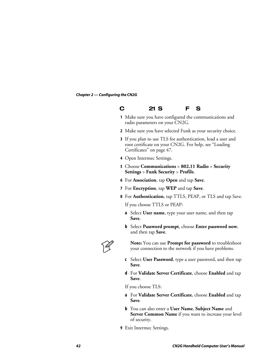 Intermec CN2G user manual Configuring 802.1x Security With Funk Security 