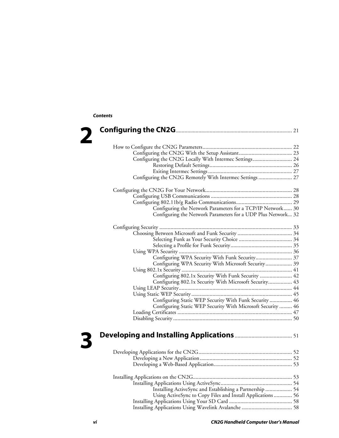 Intermec CN2G user manual Contents 