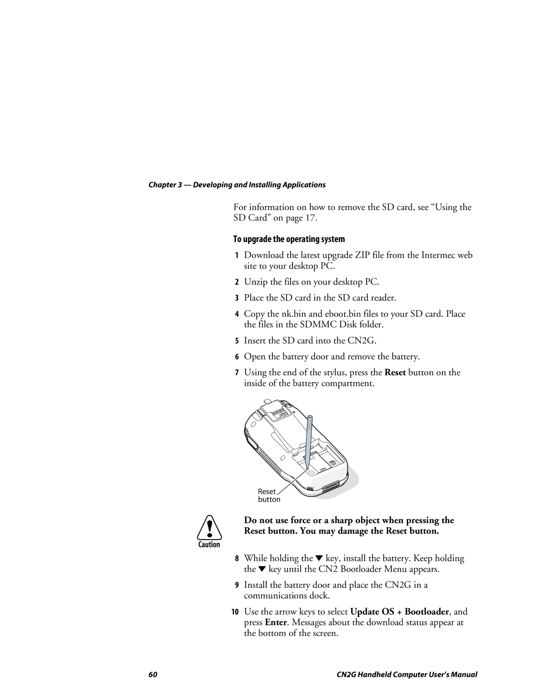 Intermec CN2G user manual To upgrade the operating system 