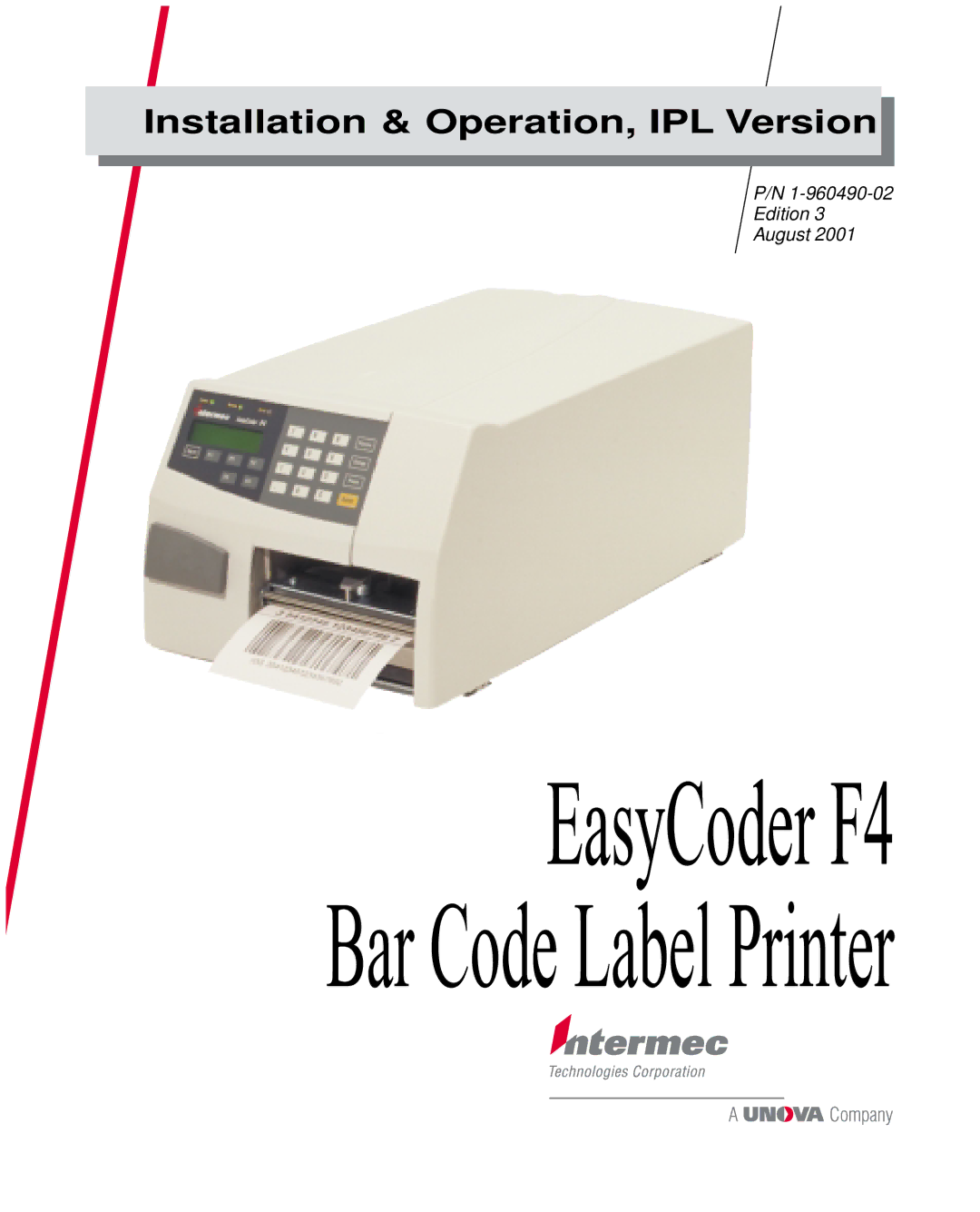 Intermec manual EasyCoder F4 Bar Code Label Printer 