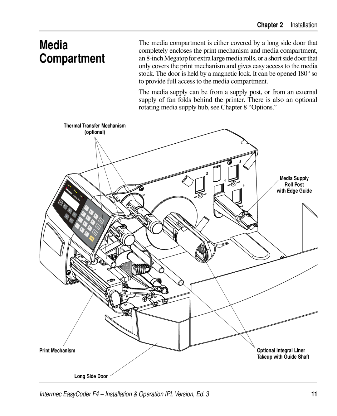 Intermec F4 manual Media Compartment 