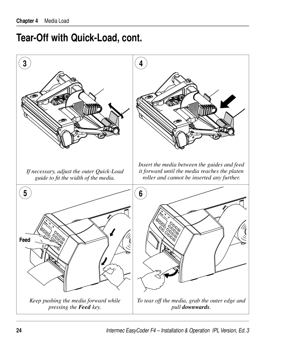 Intermec F4 manual Tear-Off with Quick-Load 