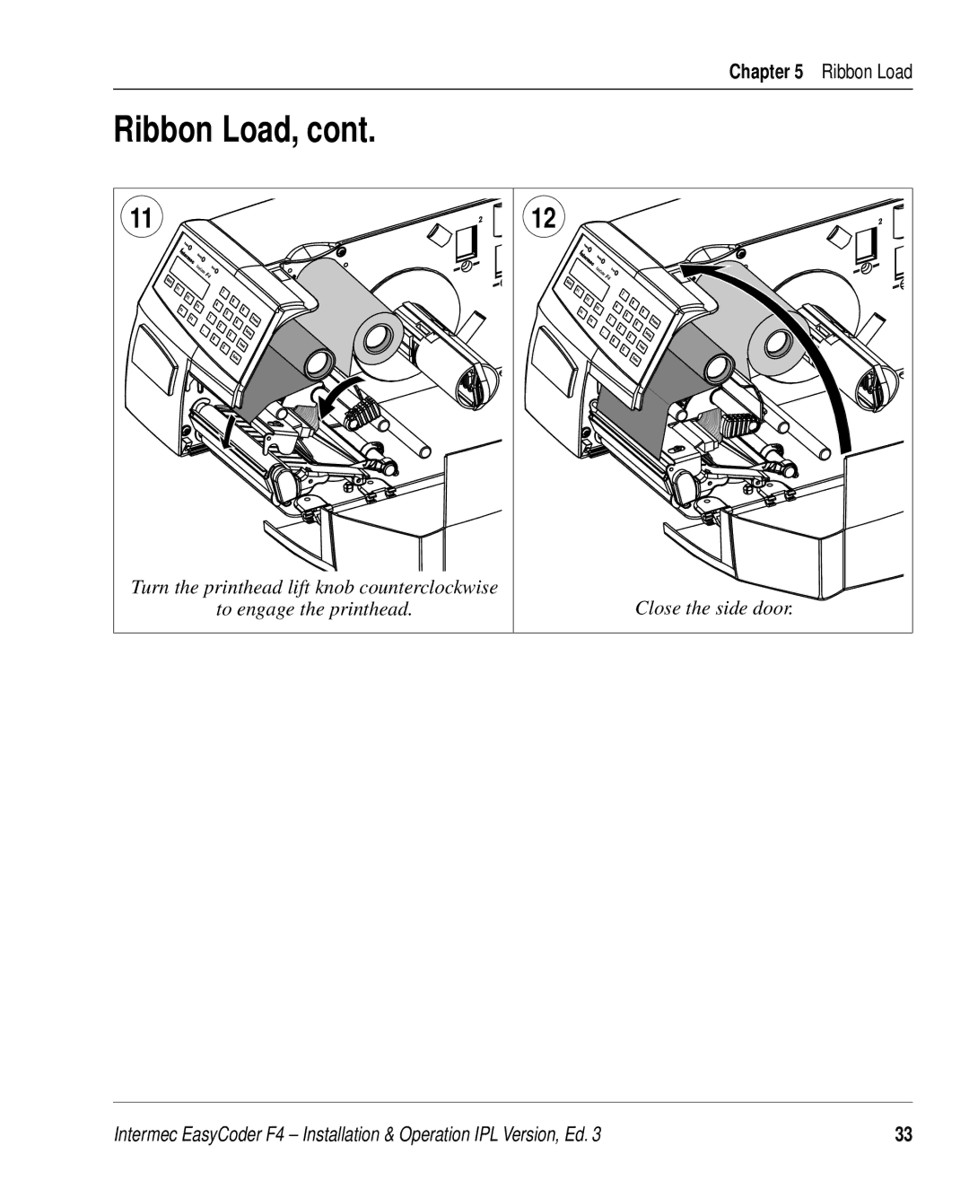 Intermec F4 manual Ribbon Load 