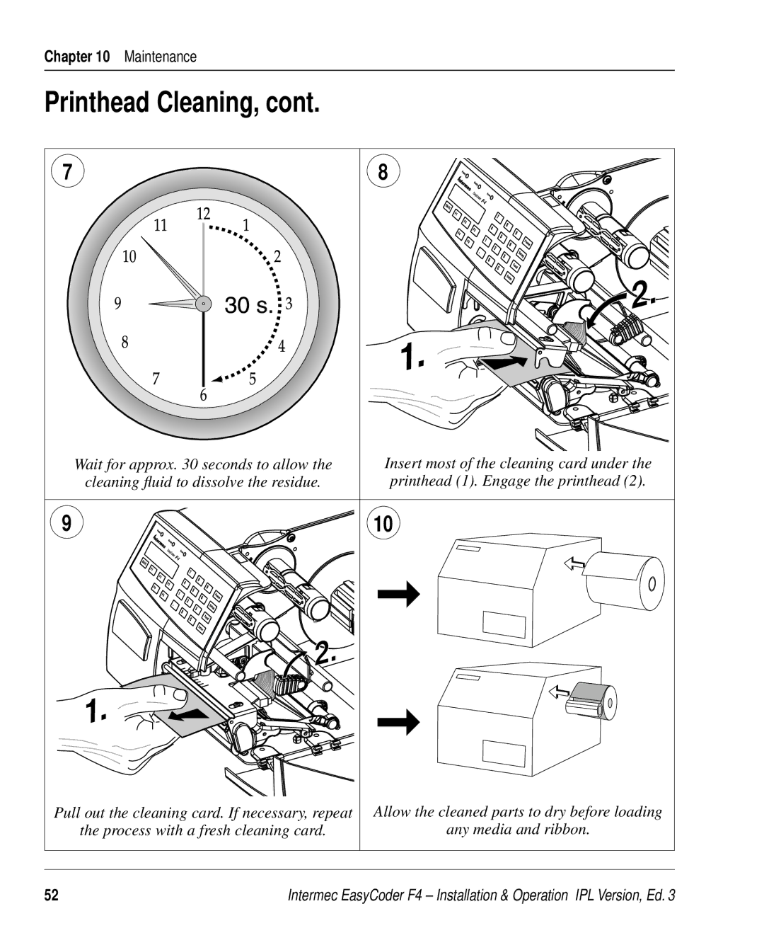 Intermec F4 manual Printhead Cleaning 