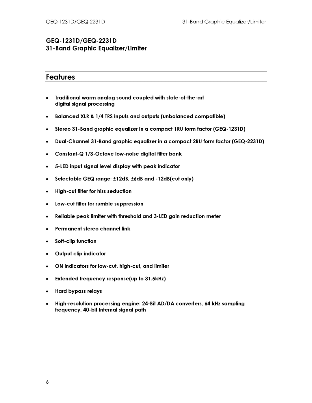 Intermec GEQ-2231D, GEQ-1231D manual Features 