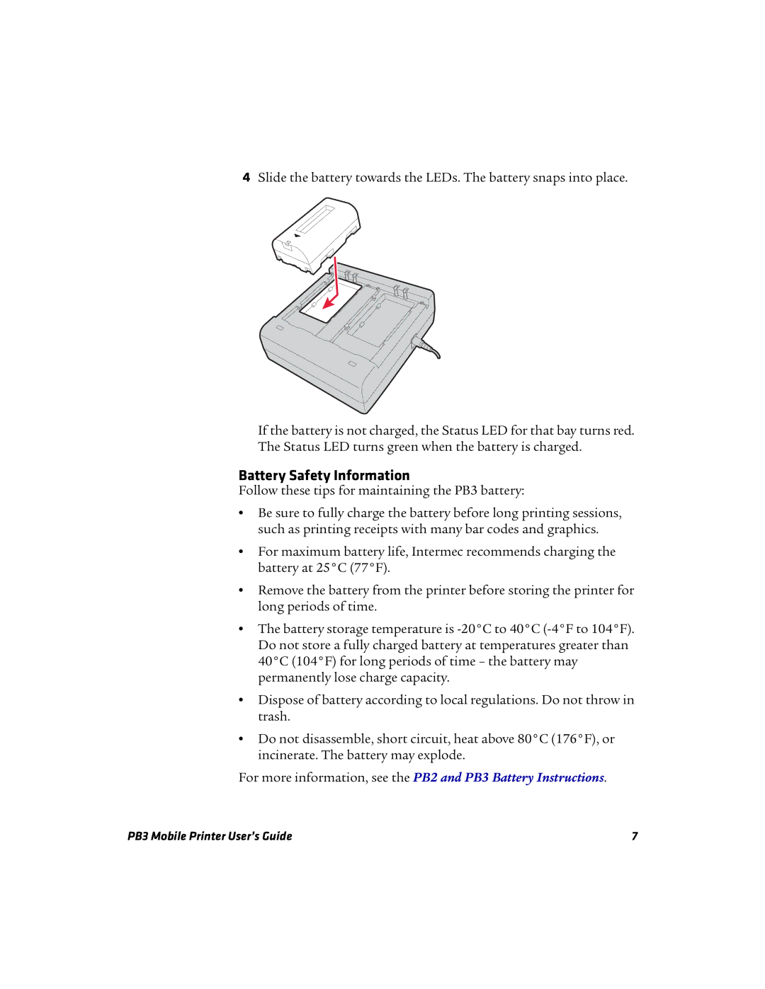 Intermec PB3 manual Battery Safety Information 