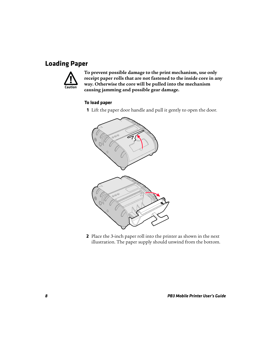 Intermec PB3 manual Loading Paper, To load paper 