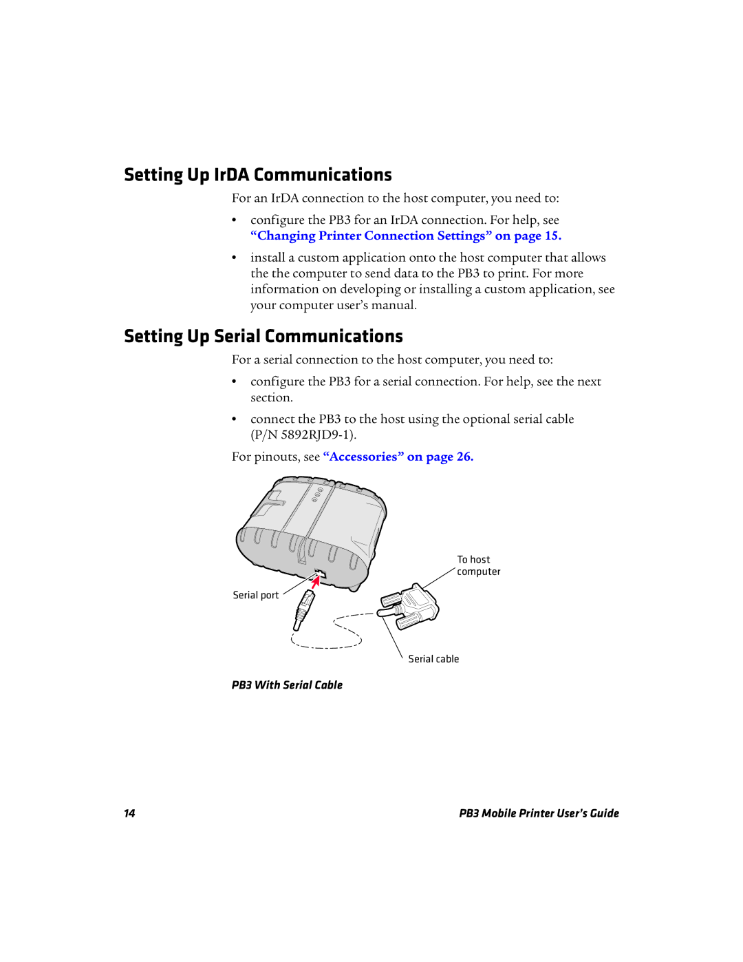 Intermec PB3 manual Setting Up IrDA Communications, Setting Up Serial Communications 