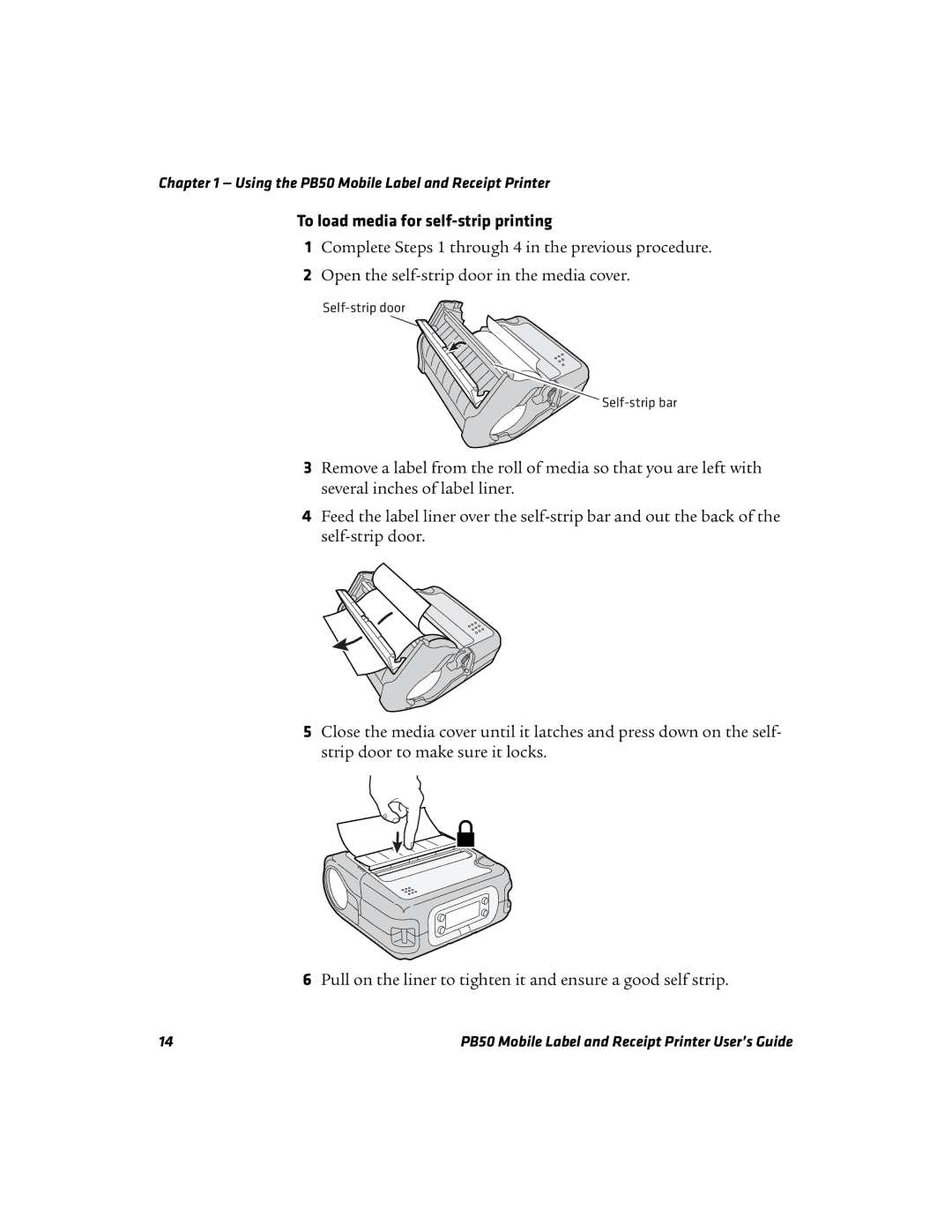 Intermec PB50 manual To load media for self-strip printing 