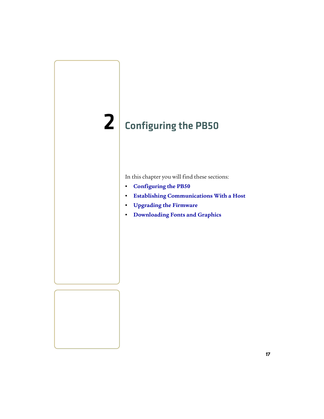 Intermec manual Configuring the PB50 