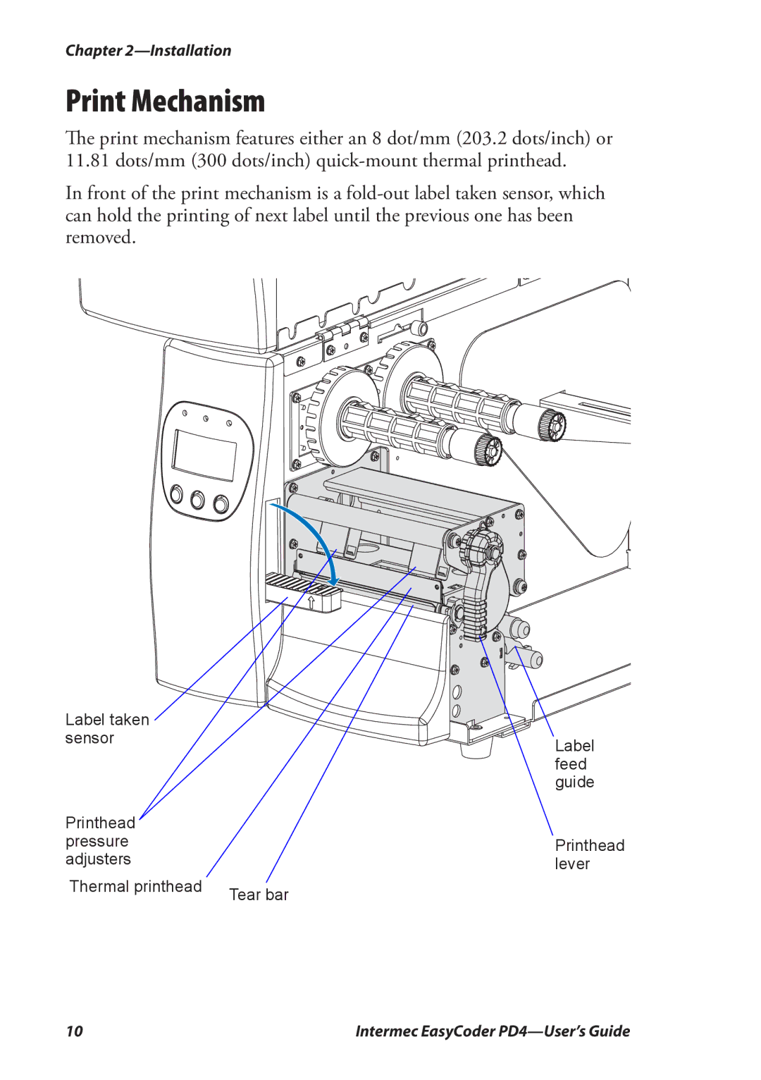 Intermec PD4 manual Print Mechanism 