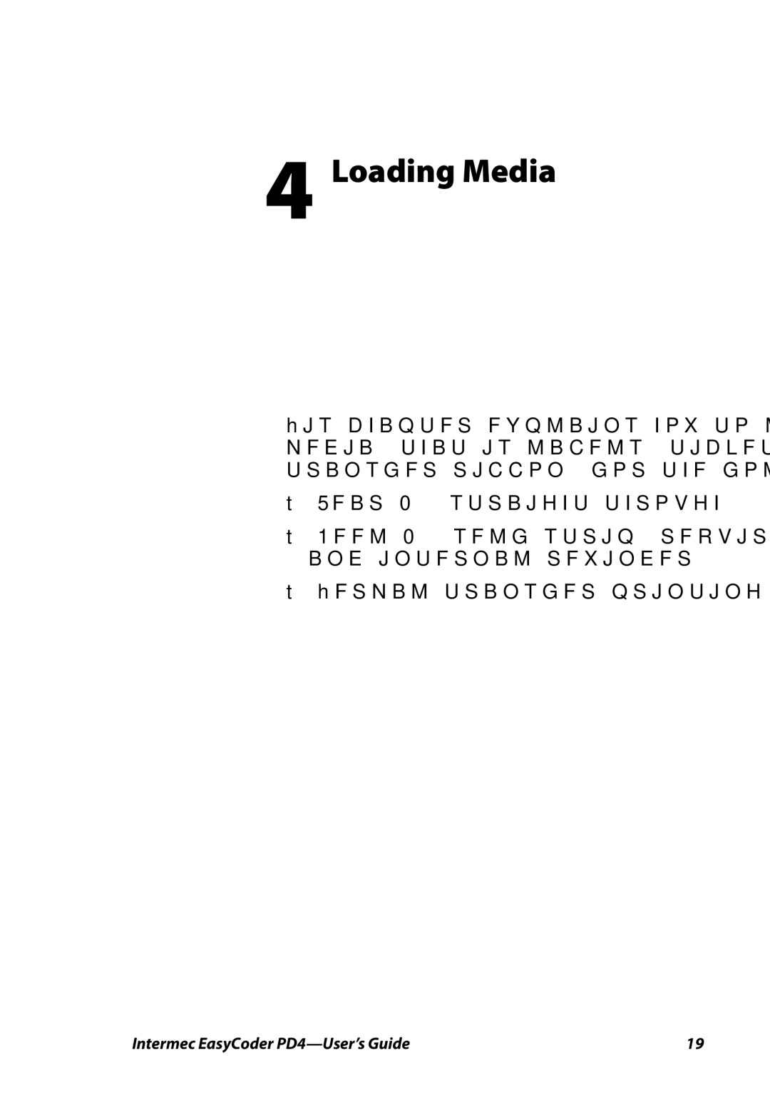 Intermec PD4 manual Loading Media 