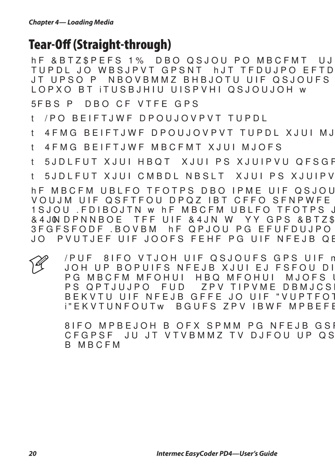 Intermec PD4 manual Tear-Oﬀ Straight-through 