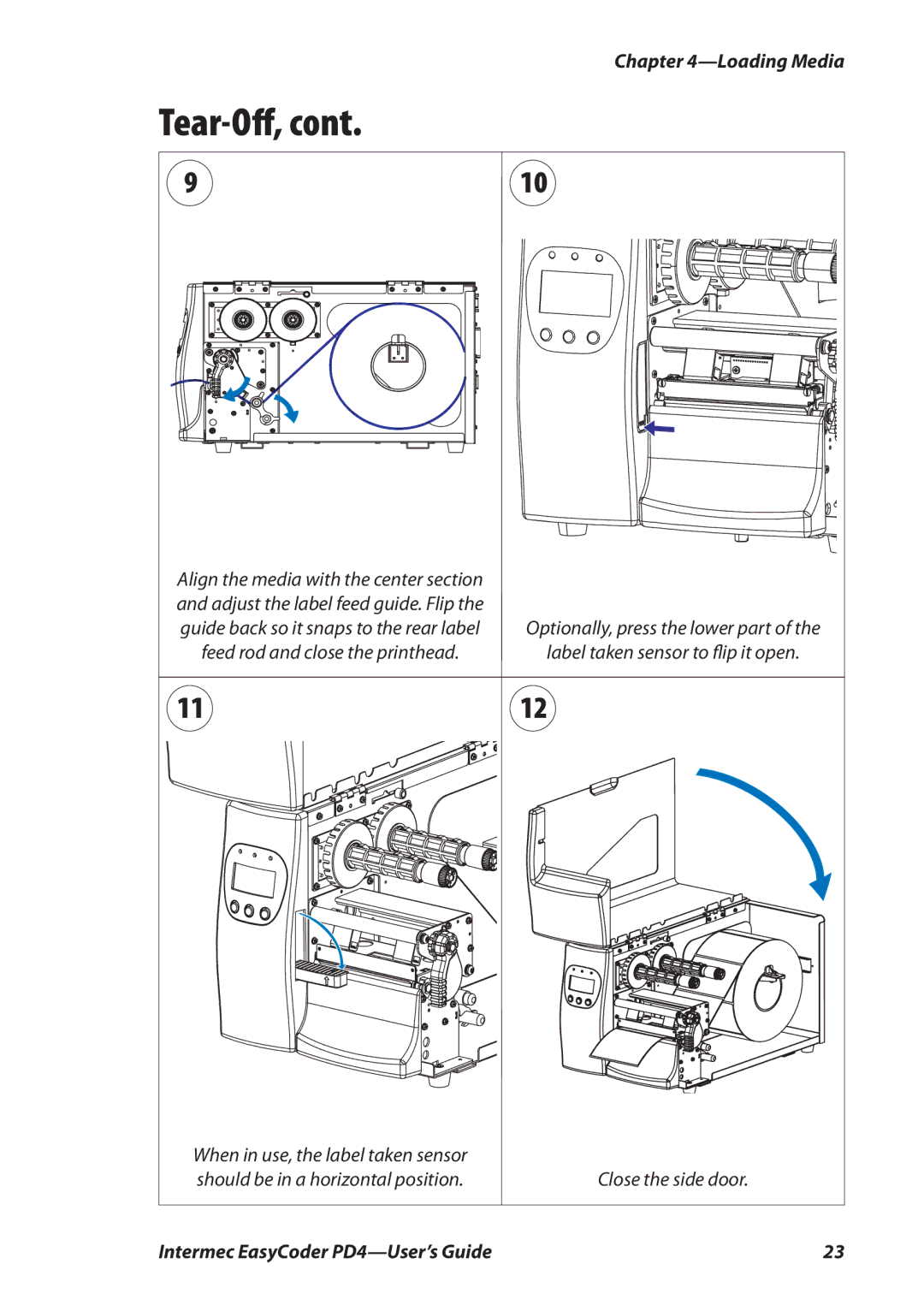 Intermec PD4 manual Align the media with the center section 