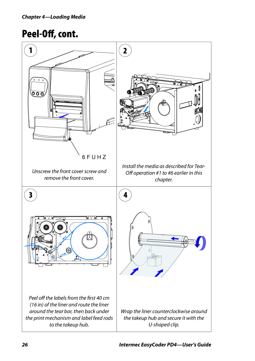 Intermec PD4 manual Peel-Oﬀ, Screw 