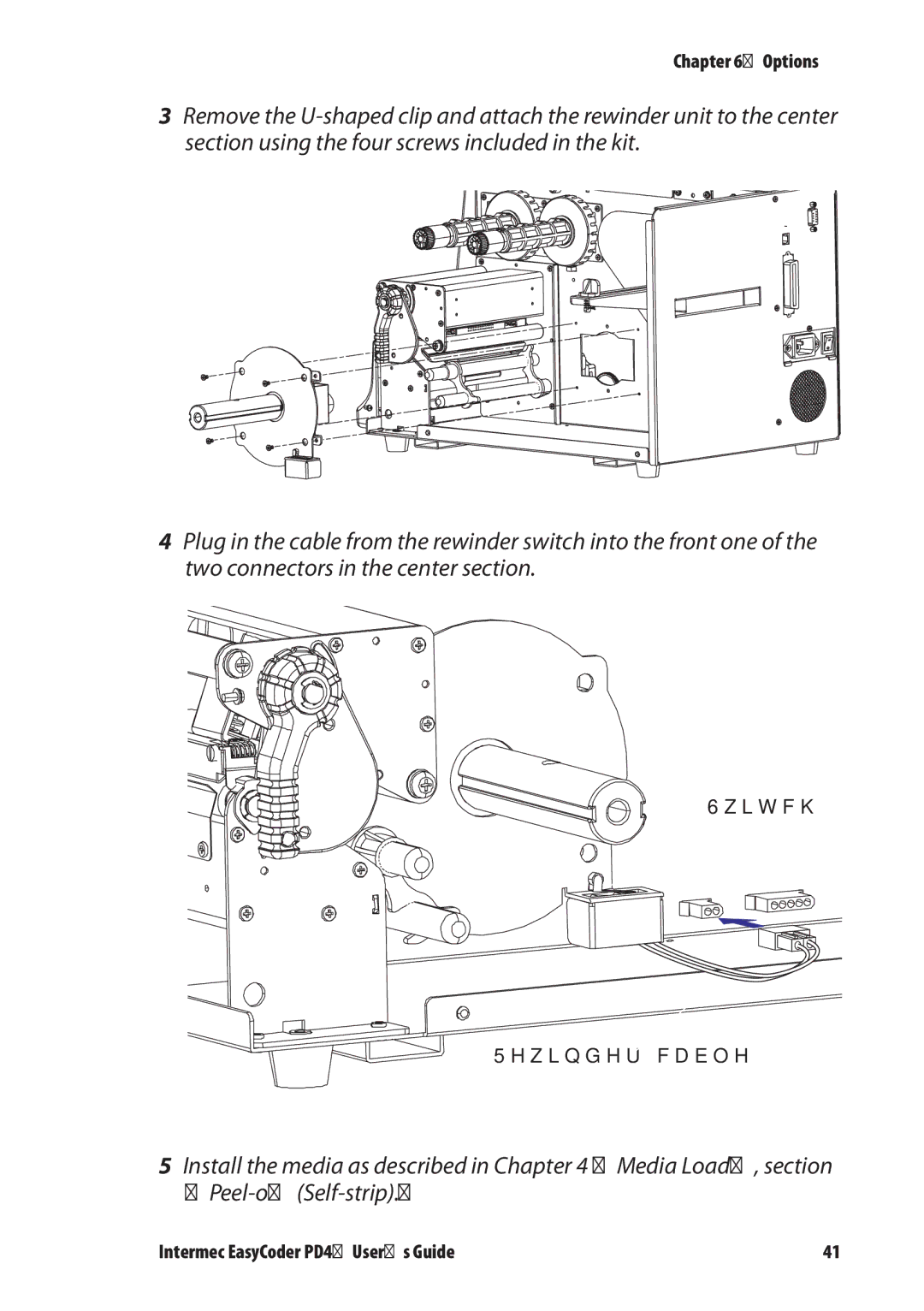 Intermec PD4 manual Switch Rewinder cable 