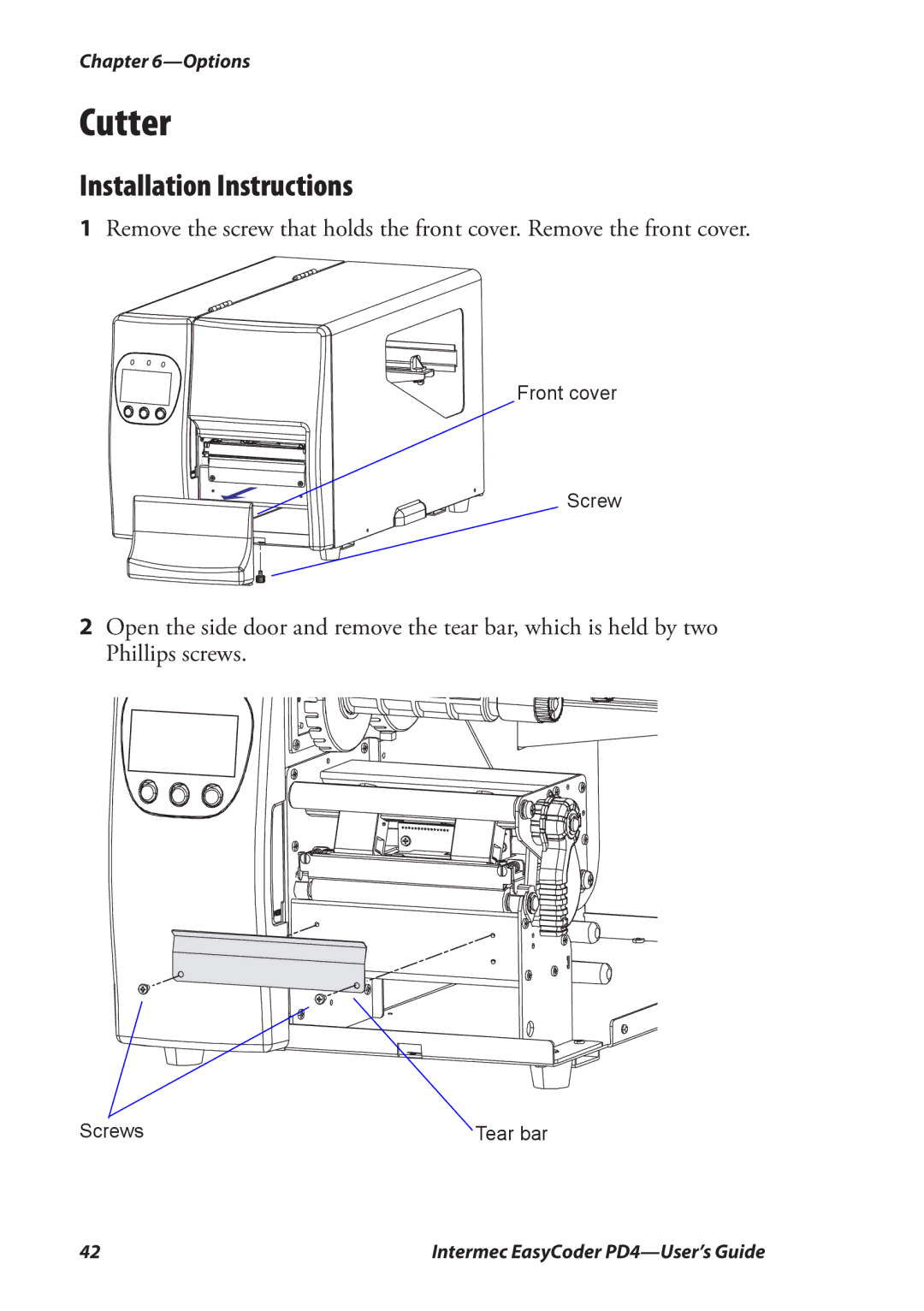 Intermec PD4 manual Cutter 